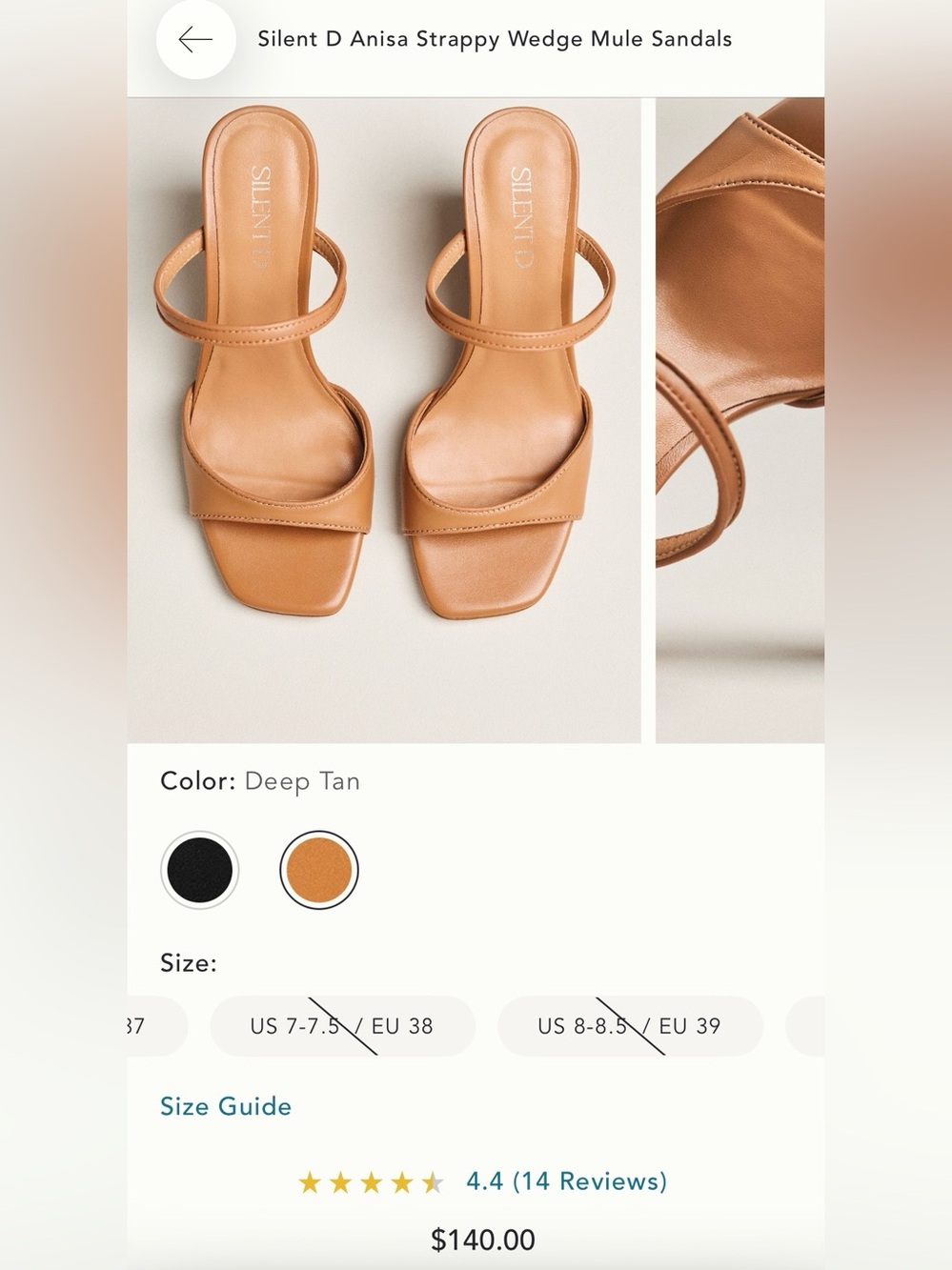 Anisa Deep Tan Strappy Wedge Mule Sandals